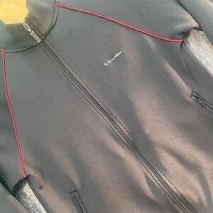 Transnine Track‎ Jacket Full Zip Lightweight Athletic Black Red Trim Medium